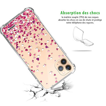 Avis Evetane Coque iPhone 11 Pro anti-choc souple angles renforcés transparente Motif Confettis De Coeur