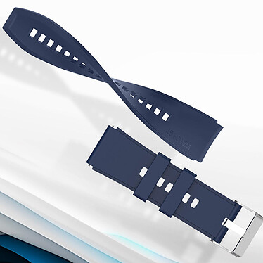 Avis Avizar Bracelet pour Huawei Watch GT Runner Renforcé Boucle Argentée Bleu Nuit