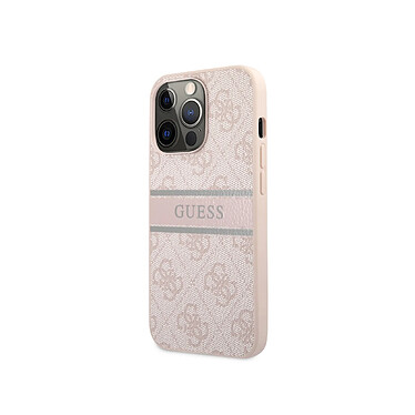 Guess Coque pour Apple iPhone 13 Pro PU 4G Stripe Rose