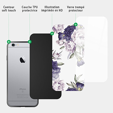 Acheter LaCoqueFrançaise Coque iPhone 6/6S Coque Soft Touch Glossy Pivoines Violettes Design
