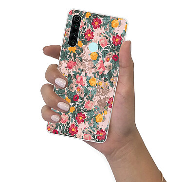 LaCoqueFrançaise Coque Xiaomi Redmi Note 8 T 360 intégrale transparente Motif Fleurs Beige et Rose Tendance pas cher