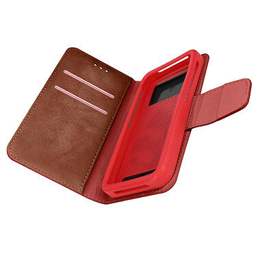 Avizar Étui pour Smartphone 6 pouces Universel Simili cuir Effet Vieilli Coque coulissante Porte-cartes  rouge