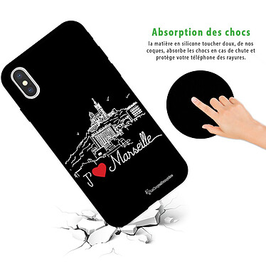 Avis LaCoqueFrançaise Coque iPhone X/Xs Silicone Liquide Douce noir J'aime Marseille