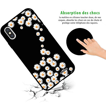 Avis Evetane Coque iPhone X/ Xs Silicone Liquide Douce noir Marguerite