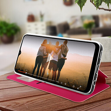 Avis Avizar Housse Samsung A02s Fenêtre d'Affichage Porte-carte Support Vidéo rose