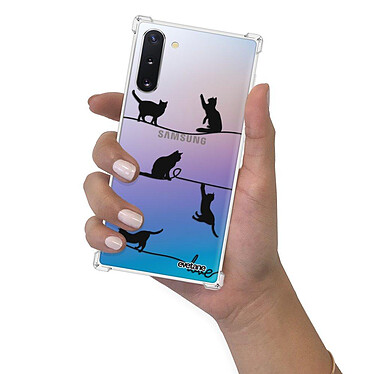 Evetane Coque Samsung Galaxy Note 10 anti-choc souple angles renforcés transparente Motif Chat Lignes pas cher