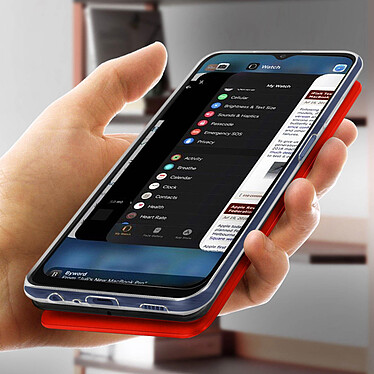 Avizar Housse Samsung Galaxy A03s Clapet Porte-carte Support Finition Satinée Rouge pas cher