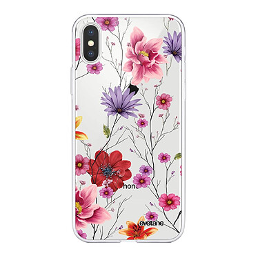 Evetane Coque iPhone X/Xs silicone transparente Motif Fleurs Multicolores ultra resistant