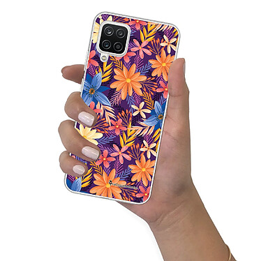 LaCoqueFrançaise Coque Samsung Galaxy A12 360 intégrale transparente Motif Fleurs violettes et oranges Tendance pas cher