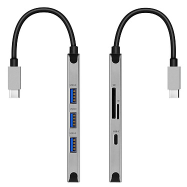 Swissten Hub USB-C 6 en 1 3x USB 1x USB-C Power Delivery 100W Entrée SD Micro-SD .