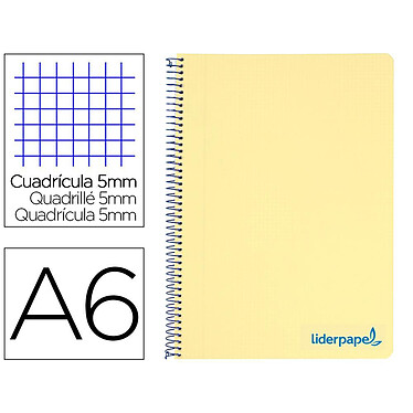 LIDERPAPEL Cahier spirale a6 micro wonder 240 pages 90g 5x5mm 4 bandes couleurs jaune x 3