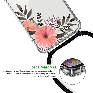 Acheter Evetane Coque cordon iPhone X/Xs noir Dessin Fleurs roses