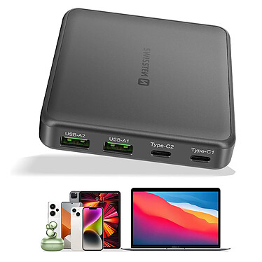 Acheter Swissten Hub de charge GaN 2x USB-C et 2x USB PowerDelivery Noir