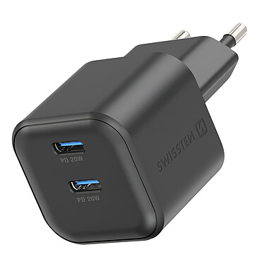 Swissten Chargeur USB C GaN 20W Recharge Rapide Power Delivery Noir