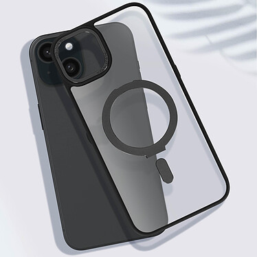 Avis Avizar Coque MagSafe pour iPhone 15 Plus Silicone Gel Anneau Fonction Support  Dos Givré Contour Noir