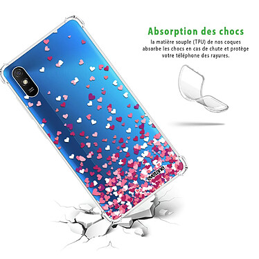 Avis Evetane Coque Xiaomi Redmi 9A anti-choc souple angles renforcés transparente Motif Confettis De Coeur