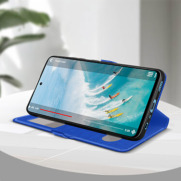 Avizar Housse pour Samsung Galaxy A32 avec Double Fenêtre Support Vidéo Bleu pas cher