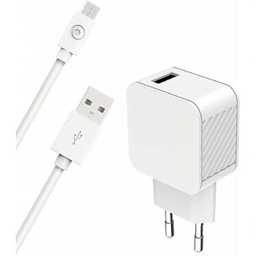 BigBen Connected Chargeur Secteur USB A 2.4A FastCharge + Câble USB A/micro USB Blanc