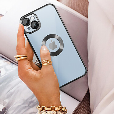 Acheter Avizar Coque iPhone 14 Silicone Souple Bloc Caméra Couvert  Transparent Contour noir Chromé