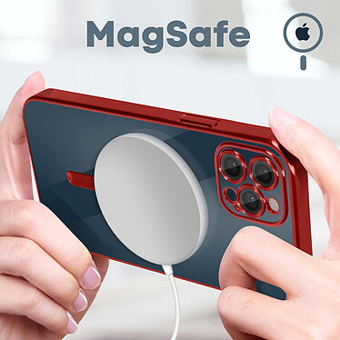 Avis Avizar Coque MagSafe pour iPhone 12 Pro Silicone Protection Caméra  Contour Chromé Rouge