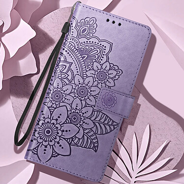 Acheter Avizar Étui Mandala Fleurs pour Xiaomi Redmi A3 Portefeuille Support Dragonne Violet Clair