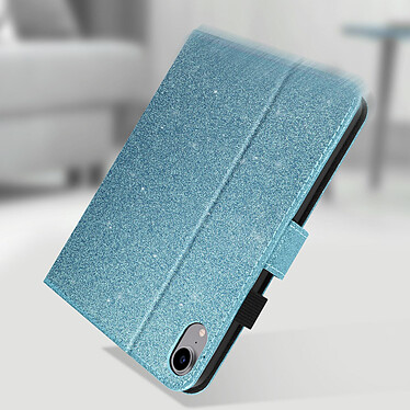 Avizar Étui iPad Mini 2021 à Paillettes Glitter Support Vidéo Avec Porte Carte - Bleu pas cher
