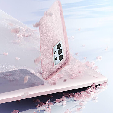 Avizar Coque pour Samsung Galaxy A33 5G Paillette Feuille Amovible Silicone Semi-rigide  rose pas cher