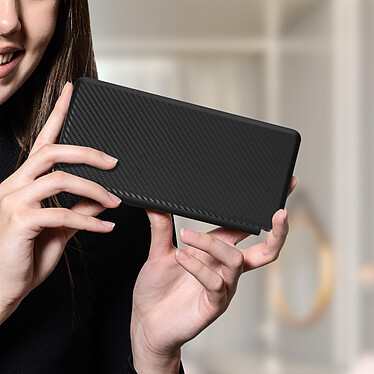 Avizar Coque pour Samsung Z Fold 3 Clapet Porte-carte Dragonne Effet Carbone noir pas cher