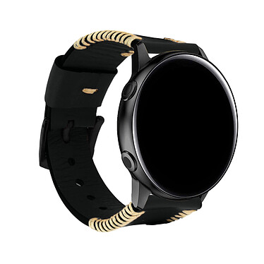 Avizar Bracelet Galaxy Watch Active 1/2 Cuir de Vachette Fermoir Boucle Ardillon Noir