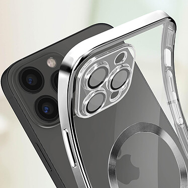Avizar Coque MagSafe pour iPhone 13 Pro Silicone Protection Caméra  Contour Chromé Argent pas cher