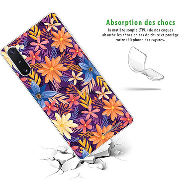Avis LaCoqueFrançaise Coque Samsung Galaxy Note 10 360 intégrale transparente Motif Fleurs violettes et oranges Tendance