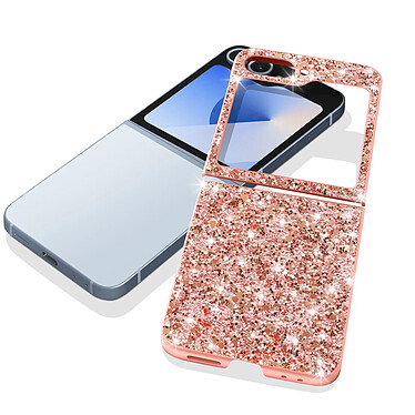 Avis Avizar Coque Paillette pour Samsung Z Flip 6 Dos Rigide Contour Souple Rose Champagne