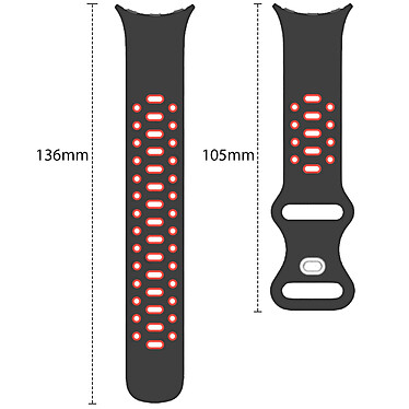 Avis Avizar Bracelet pour Google Pixel Watch Silicone Bicolore Souple Noir/Rouge 241 mm