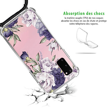 Avis LaCoqueFrançaise Coque cordon Samsung Galaxy S20 Dessin Pivoines Violettes