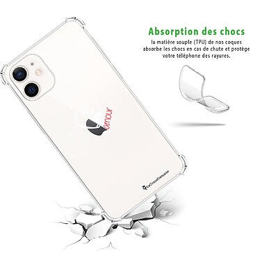 Avis LaCoqueFrançaise Coque iPhone 12 mini anti-choc souple angles renforcés transparente Motif Coeur Blanc Amour