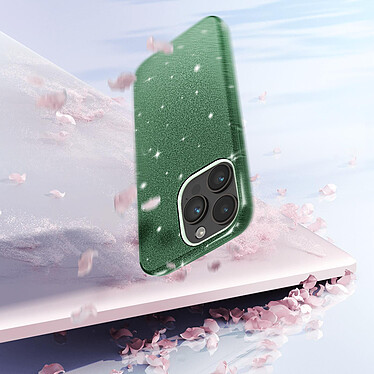 Avizar Coque iPhone 14 Pro Paillette Amovible Silicone Semi-rigide Vert pas cher