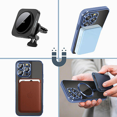 Acheter Avizar Coque MagSafe pour iPhone 14 Pro Silicone Protection Caméra  Contour Chromé Bleu Clair