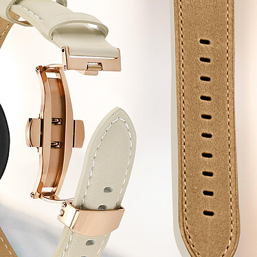 Acheter Avizar Bracelet pour Galaxy Watch 5 / 5 Pro / 4 Cuir véritable Boucle Papillon  beige