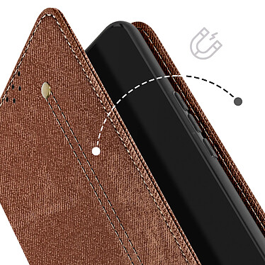 Avizar Etui Denim Portefeuille pour Honor Magic 6 Lite 5G Support vidéo Marron pas cher