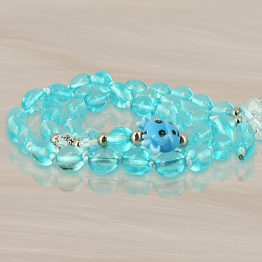 Avis Avizar Bijou de Téléphone Bracelet à Perles Bleues Collection Audacious