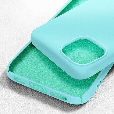 Avizar Coque pour iPhone 15 Silicone Premium Semi rigide Finition Mate Douce  Turquoise pas cher