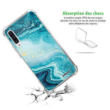 Avis Evetane Coque Samsung Galaxy A50 anti-choc souple angles renforcés transparente Motif Bleu Nacré Marbre