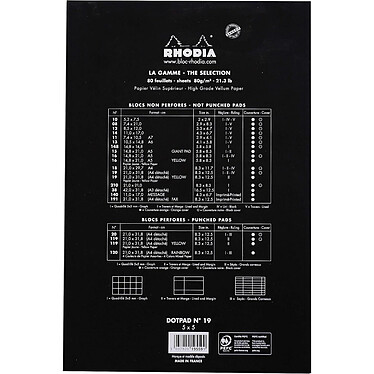 Avis RHODIA Bloc dotPad BLACK N°19 21x31,8cm 80F agrafées 80g matrice points 5mm