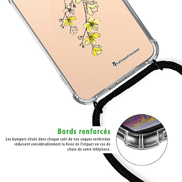 Acheter LaCoqueFrançaise Coque cordon iPhone 11 Pro Max noir Dessin Fleurs Cerisiers