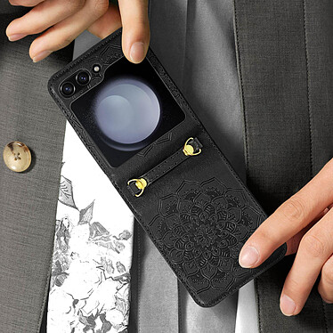 Avizar Coque pour Samsung Galaxy Z Flip 5 Motif fleur  Collection Mandala Blossom Noir pas cher