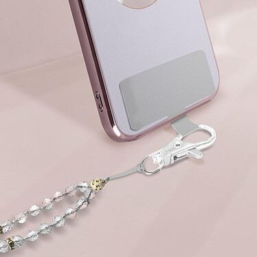 Avizar Cordon pour Smartphone Universel Coque et Étui Pendentif avec perles 74cm  blanc pas cher