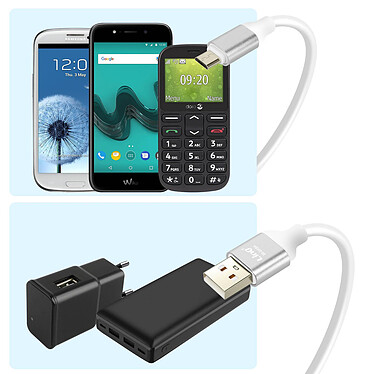 LinQ Câble USB vers Micro-USB Charge et Transfert Longueur 2m Argent pas cher