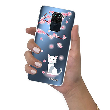 Evetane Coque Xiaomi Redmi Note 9 360 intégrale transparente Motif Chat et Fleurs Tendance pas cher