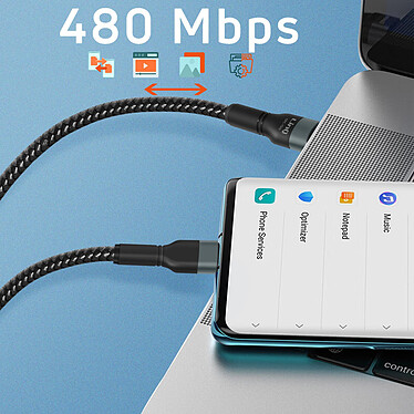 LinQ Câble USB-C vers USB-C Power Delivery 60W Charge Rapide Longueur 1,2m  Noir pas cher