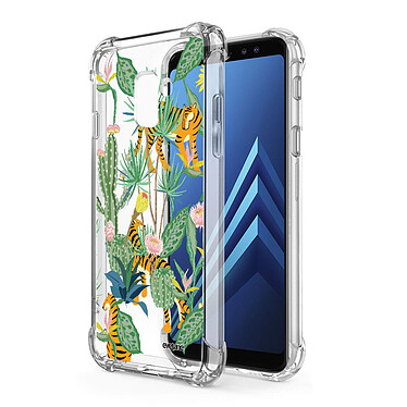 Evetane Coque Samsung Galaxy A8 2018 anti-choc souple angles renforcés transparente Motif Tigres et Cactus